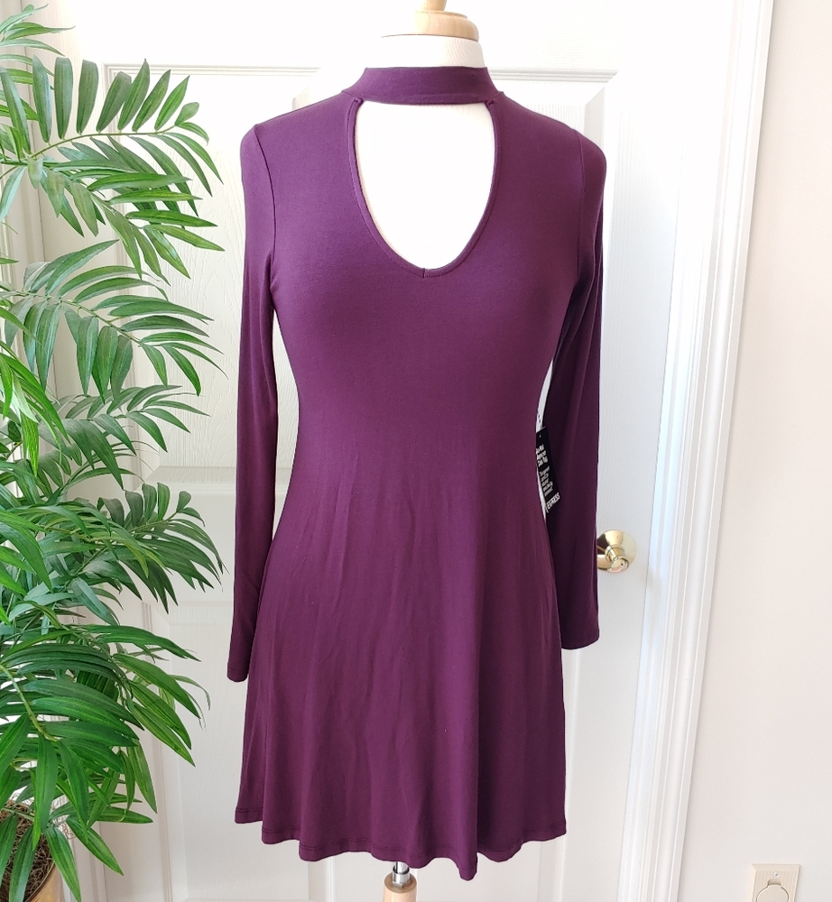 Express Choker Long Sleeve T-Shirt Dress Small